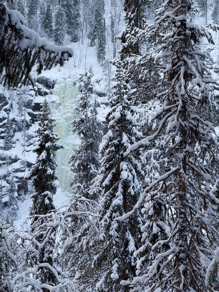 Korouoma Canyon frozen waterfall