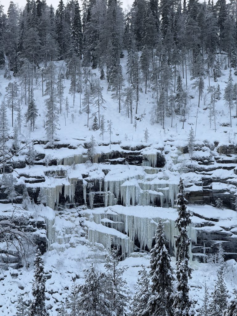Korouoma Canyon frozen waterfall